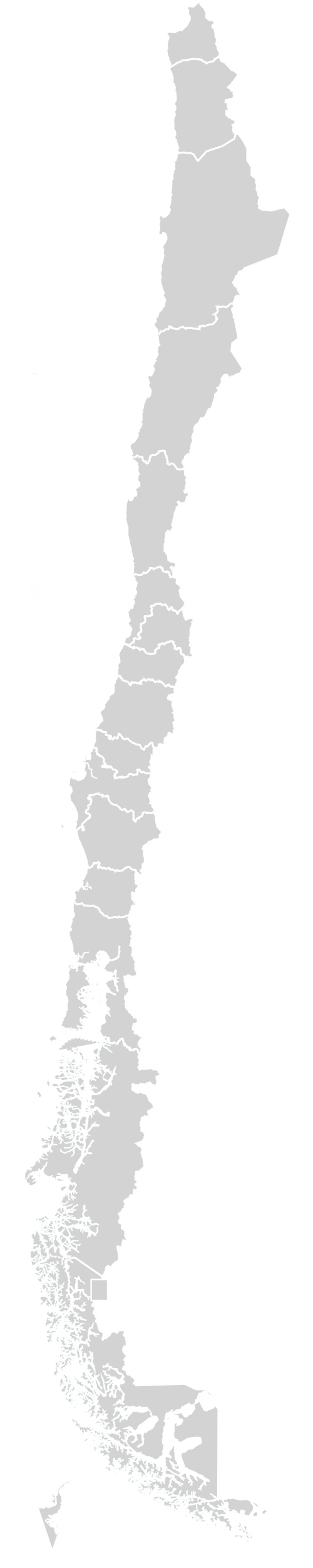 Silueta geográfica de Chile con límites regionales